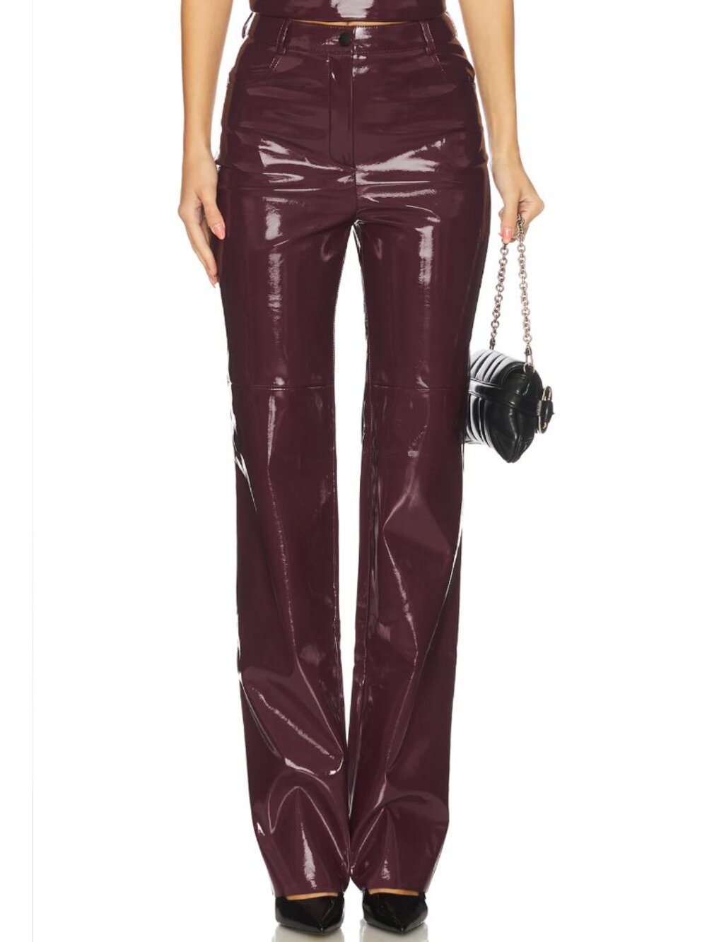NEW CULTNAKED Killa Pant Plum Dark Purple Red Shiny Patent Leather Cult Naked